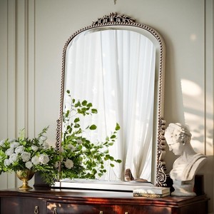32"x24" Wall Mirror, Arched Beaded Mirror with Metal Frame, Decorative Bathroom Vanity Mirror for Entryway, Bedroom, or Living Room - 1 of 4