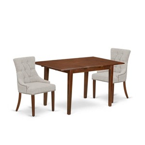 HomeStock 3-Piece Mahogany Finish Rectangular Solid Wood Top With Butterfly Leaf Dining Table Set - 1 of 4