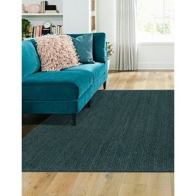 Handmade Green Braided Jute Square Indoor Area Rug