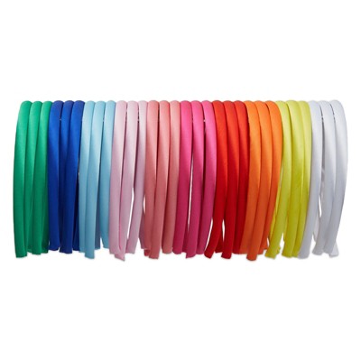 Genie Crafts 60-Pack Satin Covered Headband, 10mm Hard Hair Head Band for DIY Craft Art, 10 Colors