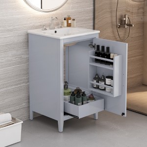 KWPZQEB 20.3" Bathroom Vanity with Sink, Freestanding Storage Bathroom Vanity with 1 Soft Closing Cabinet, Bathroom Cabinet for Small Space - 1 of 4