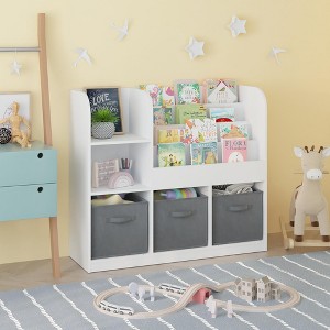 NicBex 3-Tier Kids  Bookcase and Bookshelf,Wooden Bookshelf with 3 Drawers,Book Shelf with Toy Storage,Bookshelves for Bedroom,Playroom - 1 of 4