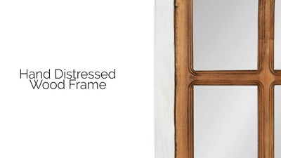 Boldmere 38"x22" Rustic Arch Farmhouse Wall Mirror in Distressed White
