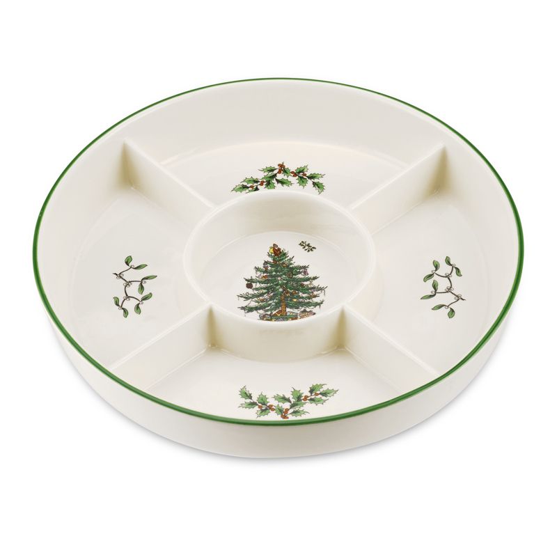 Spode Christmas Tree 5-Section Hors D'oeuvres Low Platter, 10 inch, 1 of 6