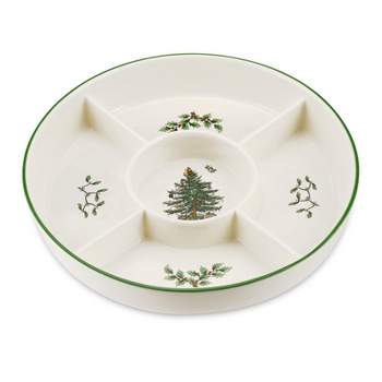 Spode Christmas Tree 5-Section Hors D'oeuvres Low Platter, 10 inch