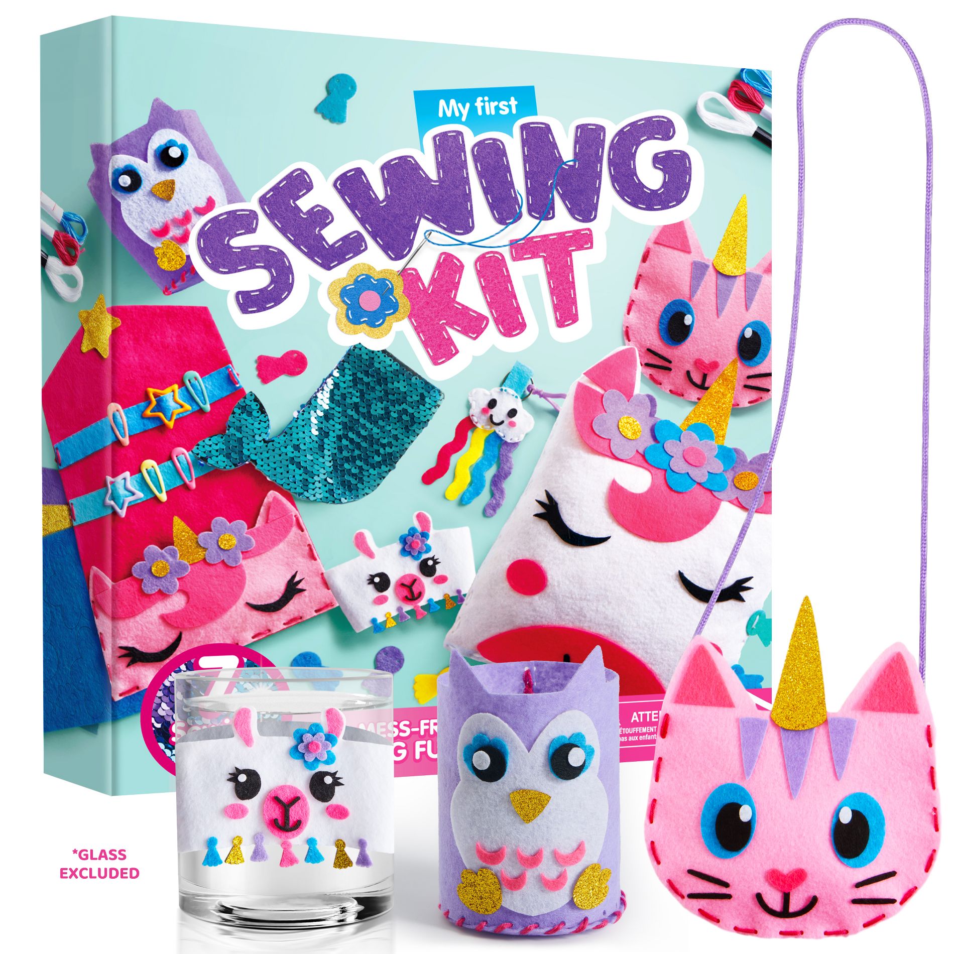 Joyfy 7 Sewing Projects Sewing Kit for Kids - Unicorn & Mermaid Themed DIY Felt Kit, Arts and Crafts, Christmas Birthday Gift for Girls age 6+