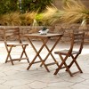 Teal Island Designs Coastal Wood 3-Piece Outdoor Bistro Folding Square Dining Table And Chairs 23 1/2" Wide Natural for Front Porch Patio - 2 of 4