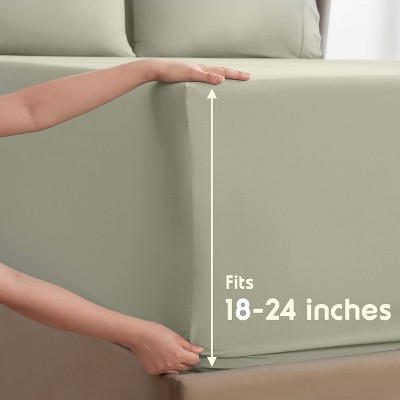 Sage Olive Green King Microfiber 7-Piece Deep Pocket Sheet Set