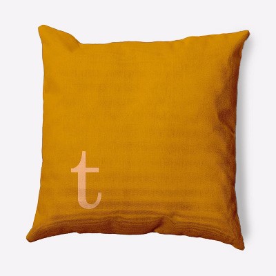 16"x16" Modern Monogram 'T' Square Throw Pillow Gold - e by design