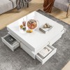 LIVAREEmlen Minimalist White Square Coffee Table with Storage Drawers, Living Room Table, Easy to Clean - 4 of 4