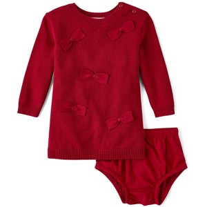The Children's Place Baby Girls Long Sleeve Bow Sweater Dress - 1 of 3