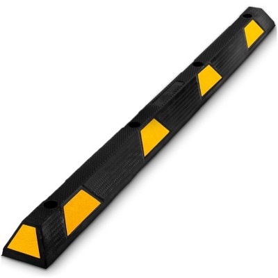 Pyle 72 Inch Heavy Duty Rubber Vehicle Wheel Stopper Curb Garage Floor Blocker Guide for Driveways and Parking Lot Spots, Black/Yellow