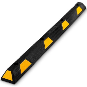 Pyle 72 Inch Heavy Duty Rubber Vehicle Wheel Stopper Curb Garage Floor Blocker Guide for Driveways and Parking Lot Spots, Black/Yellow - 1 of 4