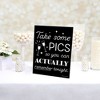 Big Dot of Happiness Take Some Pics Funny Photo Booth Sign - Printed on Sturdy Plastic Material - 10.5 x 13.75 inches - Sign with Stand - 1 Piece - 3 of 4