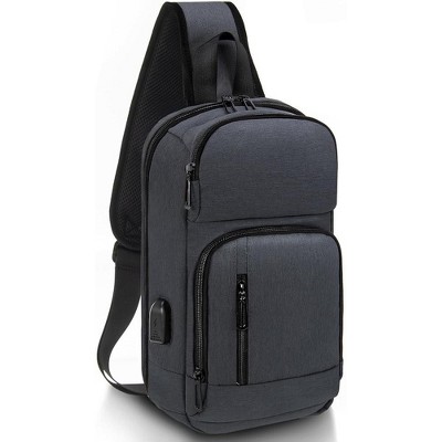 Sling Bag for Men 14-16",Crossbody Bag with USB Charging Port Fits 10.2inch iPad, Casual Daypack, Blue