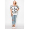 Slickblue White Multi Geometric Sublimation Top – Ruched Sides, Boat Neck – Stylish Women’s Tee, Size 2XL - 3 of 4
