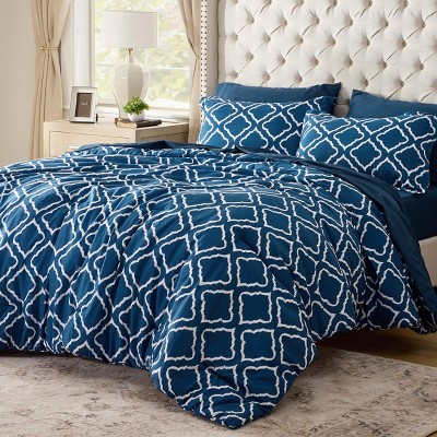 Bedsure Queen Comforter Set - Quatrefoil Comforters , Lightweight Bedding Sets for All Season, Bed in a Bag with Comforters, Sheets, Pillowcases & Sha