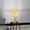 ALOADECOR 1-Light 21'' Vintage Classic Natural Travetine Tapered Table Lamp With Beige Linen Shade For Bedroom and Living Room - 4 of 4