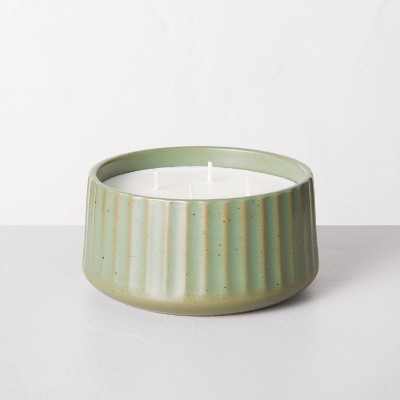 4-Wick Fluted Ceramic Fireside Spruce Seasonal Jar Candle Light Green 24oz - Hearth & Hand™ with Magnolia