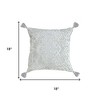 HomeRoots 18" Gray And Silver Geometric Viscose Throw Pillow Cover with Tassels - 3 of 4