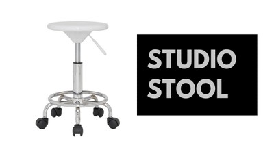Sleek Adjustable Height Black Acrylic Studio Stool with Chrome Footring