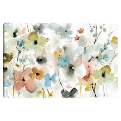 36.5" x 24.5" Multicolor Botanical Abstract Canvas Wall Art