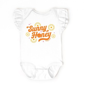 The Juniper Shop SmileyWorld Sunny Honey Flutter Sleeve Bodysuit - 1 of 4