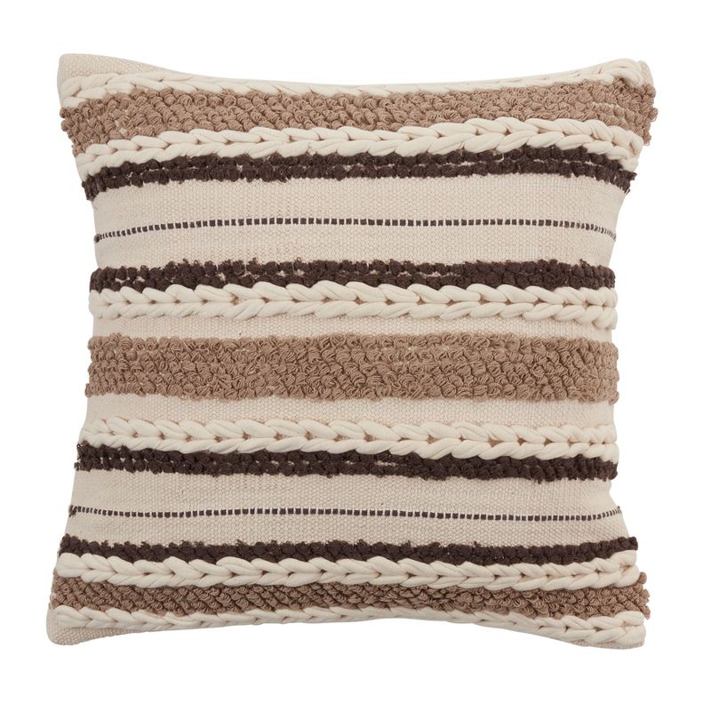 Saro Lifestyle Woven Down-Filled Throw Pillow With Striped Design, 1 of 4