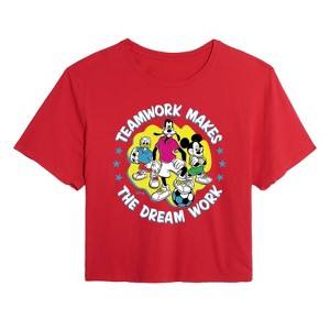 Women's - Disney - Teamwork Group Cropped Graphic T-Shirt - 1 of 4