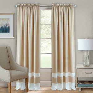 Kate Aurora 2 Pack Shabby Linen Farmhouse Sheer Flax Window Curtains - 1 of 1