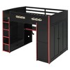 Merax Full Size Loft Bed with Desk, Wardrobe, RGB LED Lights & USB Charging Port – Stylish Black Frame with Multi-Storage Space for Game Lovers - 3 of 4