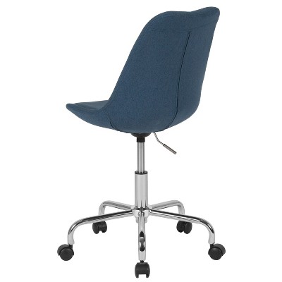 Blue Fabric Mid-Back Swivel Office Chair with Chrome Base