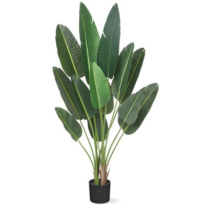 Artificial Bird of Paradise Plant, Fake Palm Tree for Indoor Outdoor Modern Decor Faux Plants for Home Office Perfect Housewarming Gift