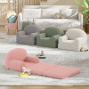 Kids Couch, 2-in-1 Convertible Teddy Fleece Fabric Toddler Sofa Chair, Soft Fold Out Couch Lounger for Kids, Comfy Children's Sofa Bed - 3 of 4