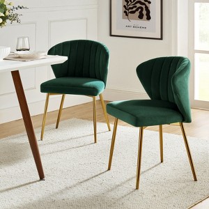 Isaac Velvet Dining Chair Set of 2 living Room Accent Chair with Tufted Back Side Chair| Karat Home - 1 of 4