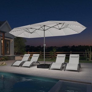 PURPLE LEAF 15ft Patio Market Umbrella and Base Double-Sided Rectangle Outdoor Table Sun Umbrellas with Crank - 1 of 1
