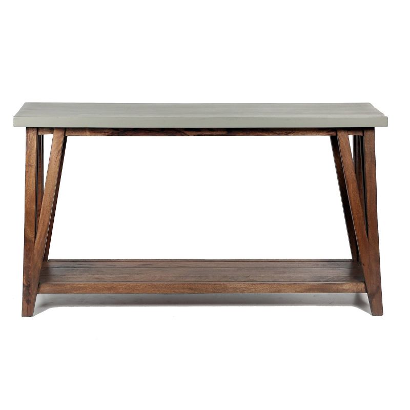 52&#34; Brookside Console Media Table Concrete Coated Top and Wood Light Gray/Brown - Alaterre Furniture, 3 of 8