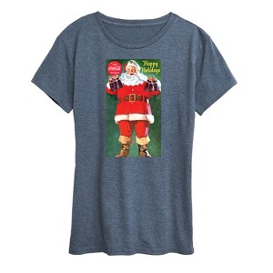 Women's - Coca-Cola - Vintage Santa With Coca Cola Bottles Short Sleeve Graphic T-Shirt - 1 of 4