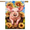 Happy Piglet Fall House Flag Sunflowers Autumn 28" x 40" Briarwood Lane - image 2 of 4