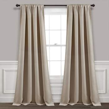 Set of 2 Insulated Rod Pocket Blackout Window Curtain Panels - Lush Décor