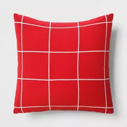 Grid Square Throw Pillow Red/Ivory - Wondershop™