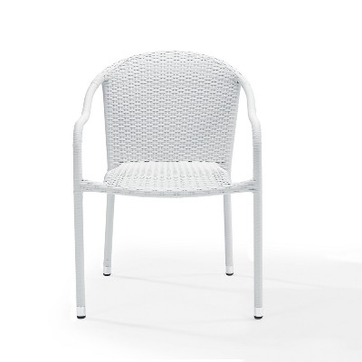 Palm Harbor Elegant White Wicker Stackable Outdoor Dining Chair Set