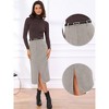 INSPIRE CHIC Women's Fall Winter High Waisted Back Elastic with Belt Work Office Midi Skirts - 2 of 4