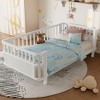 ORRD Children's double wooden platform bed with railings, a low iron double bed with railings, suitable for girls and boys, (Twin,White) - 4 of 4