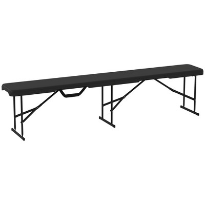 Outsunny 2 Pack 6 ft Plastic Folding Benches, Portable Bench Seats with Carrying Handle, Black