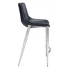 Zuo Modern Magnus Counter Stool Set of 2 – 39.8" High Black Faux Leather Seat With Brushed Silver Stainless Steel Frame - 4 of 4