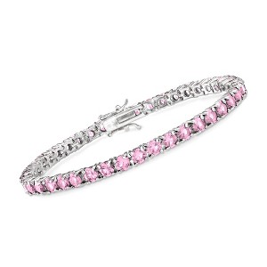 Ross-Simons 9.25 ct. t.w. Simulated Pink Sapphire Tennis Bracelet in Sterling Silver - 1 of 3