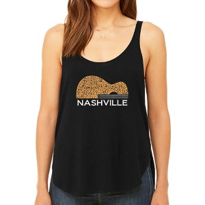 LA Pop Art Nashville Guitar - Women's Premium Word Art Flowy Tank Top - 1 of 4