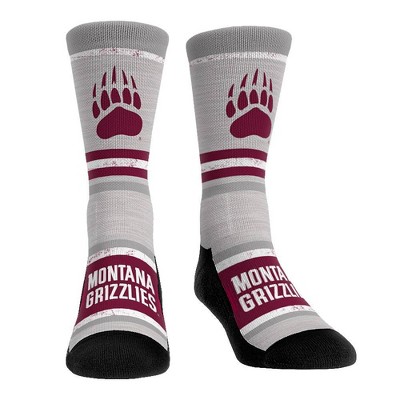 NCAA Montana Grizzlies Adult Cool Gray Block Crew Socks - L/XL