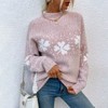 Womens Pullover Sweater Turtleneck Snowflakes Sweater Christmas Sweater Ribbed Knit Long Sleeve Sweater - 4 of 4